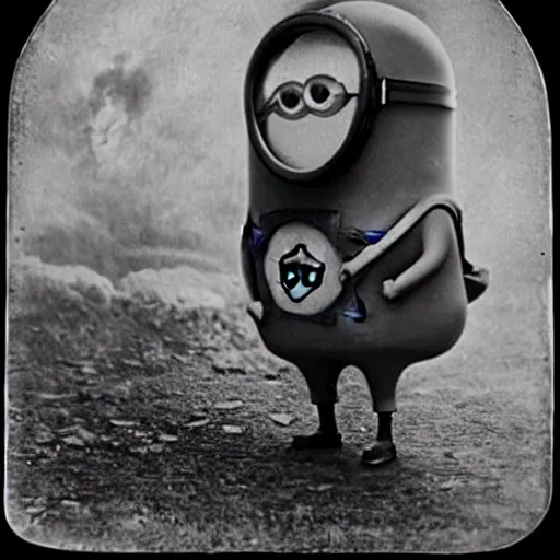 Prompt: grainy 1 9 0 0 s photo of minion from despicable me in ww 1