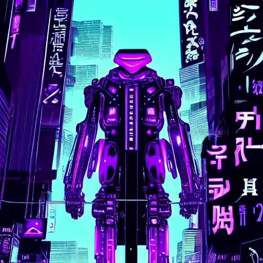 Prompt: Giant Purple Amethyst in cyberpunk neon Tokyo in style of Tsutomu Nihei. Cyberpunk, vertical symmetry, 8K, Highly Detailed, Intricate.