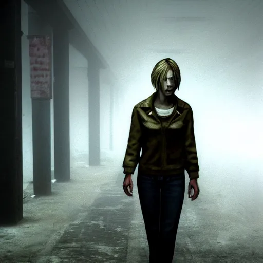 Image similar to heather mason in silent hill 3, 8 k, realistic,