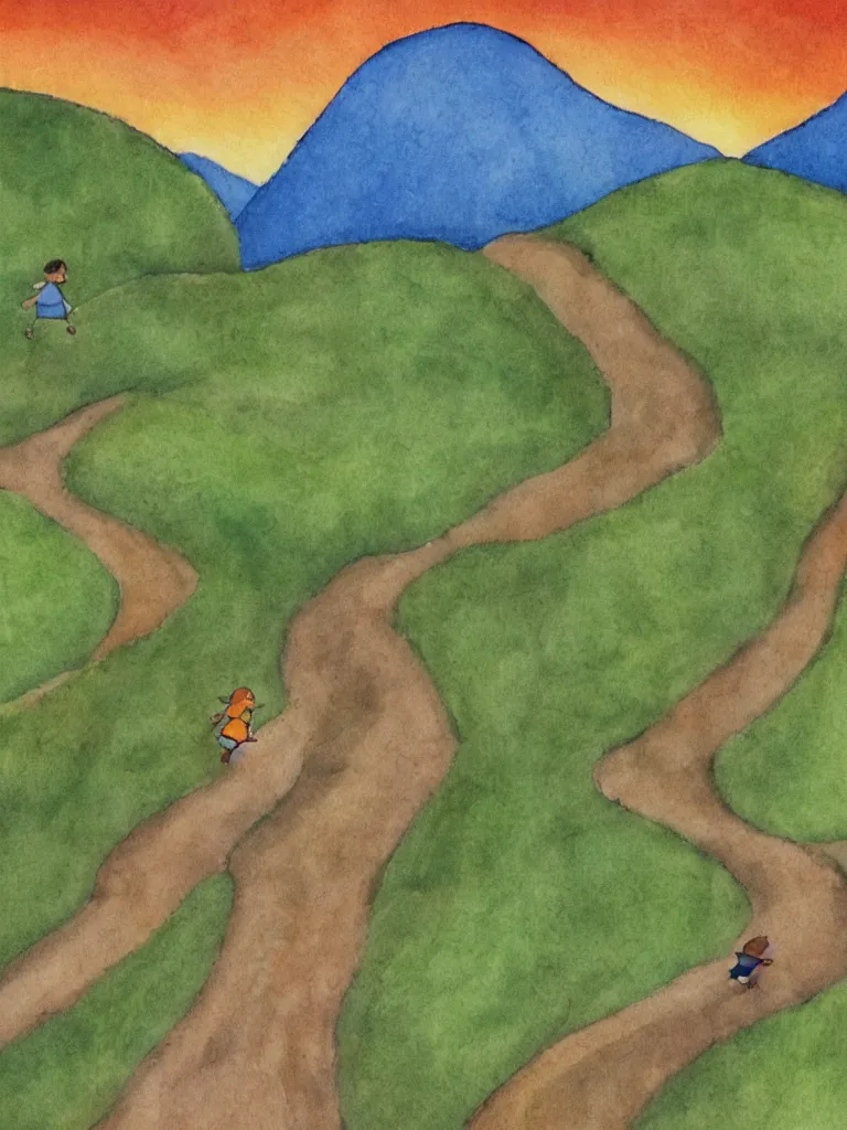 Image similar to running up that hill by storybook artists, blunt borders, rule of thirds