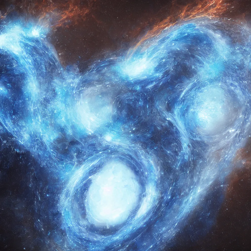 Image similar to gravitational galactic maelstrom, blue fire, vray, highly detailed