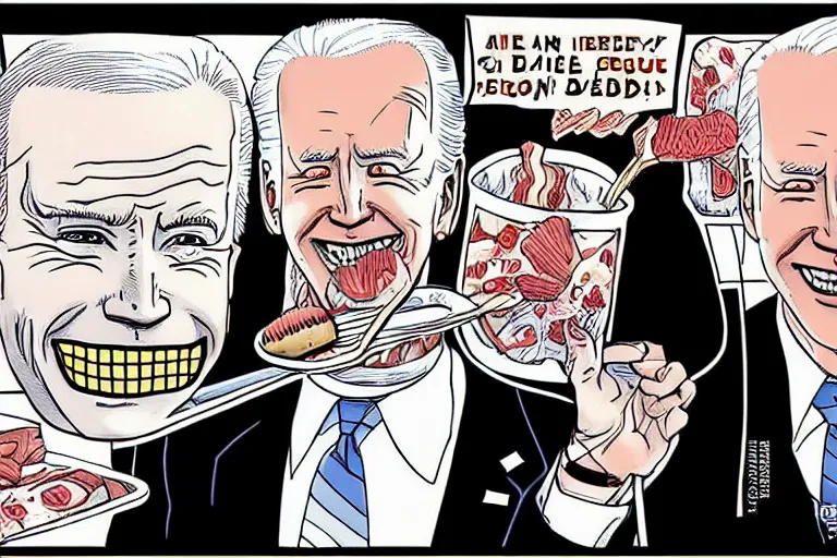 Image similar to Joe Biden eats ice cream, melts Americans, Junji Ito