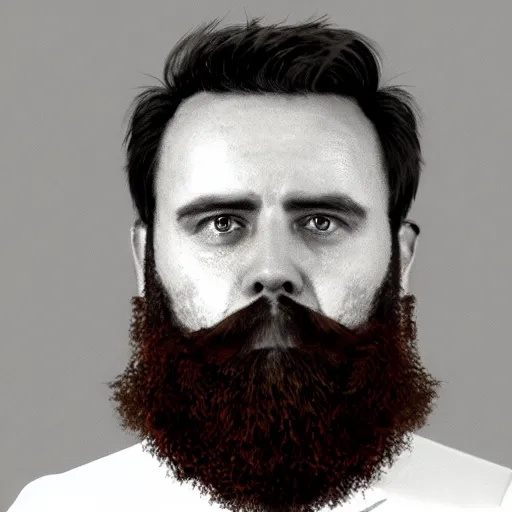 Prompt: a mugshot of a bearded man with brown hair, in style of lava monsters