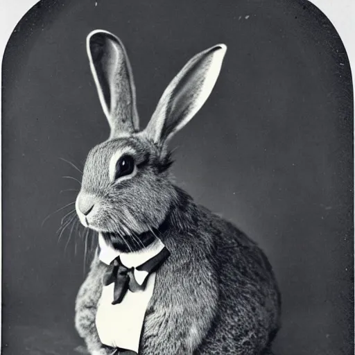 Image similar to a rabbit wearing a monocle, antique photograph