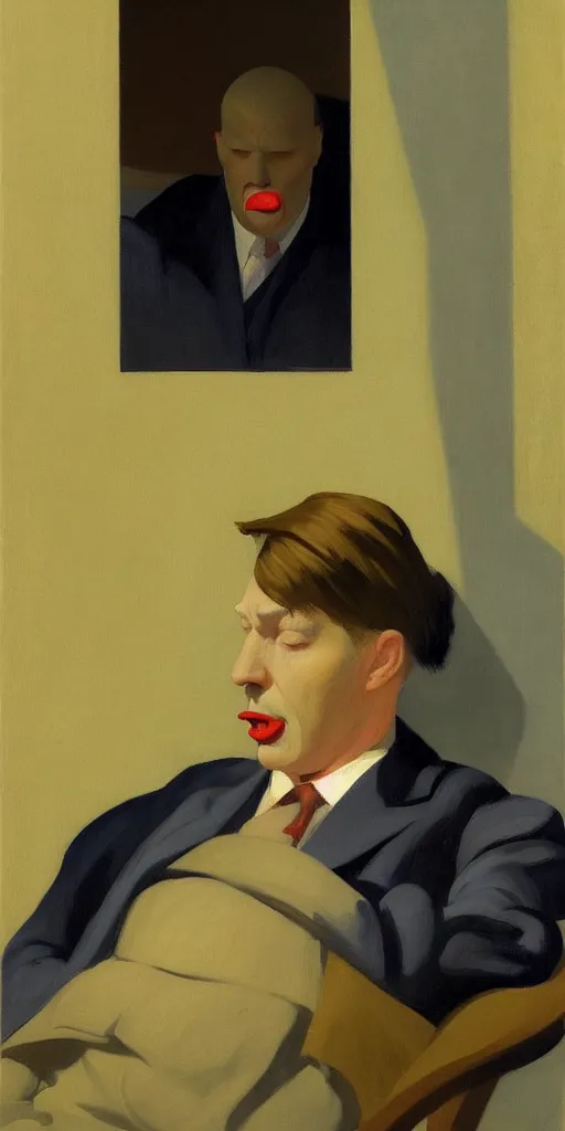 Prompt: portrait of a man without mouth by Edward Hopper and James Gilleard, highly detailed
