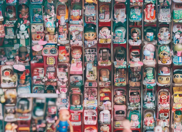 Image similar to closeupof portrait of tin toy tokyo corner store and vending machines, depth of field, zeiss lens, detailed, centered, photoshoot, by nicoletta ceccoli, mark ryden, lostfish, breathtaking, 8 k resolution, extremely detailed, beautiful, establishing shot, artistic, hyperrealistic, octane render, - h 7 0 4