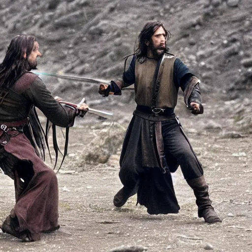 Prompt: aragorn fighting in a modern war