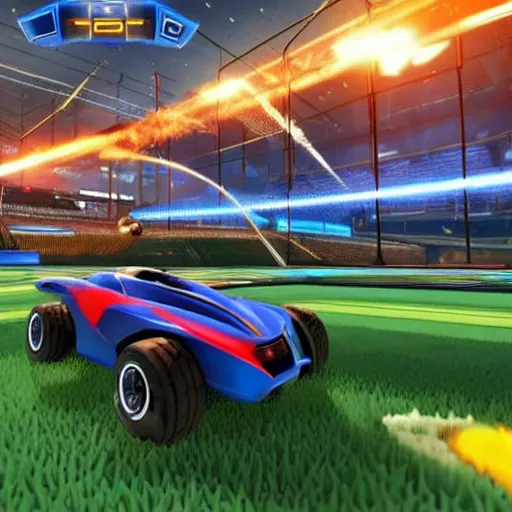 Image similar to elon musk drivin a car in rocket league