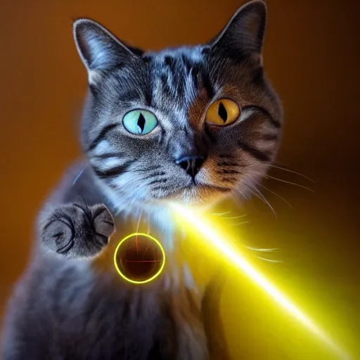 Image similar to a cat shooting lasers out of its eyes