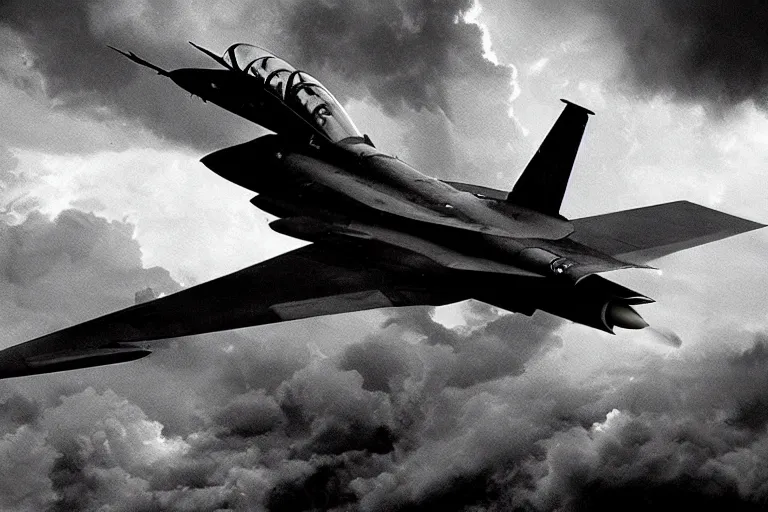 Image similar to a cinematic painting of a fighter jet, sonic boom, beautiful lighting, high depth, ultra realistic, rain, clouds, artistic, by zack snyder