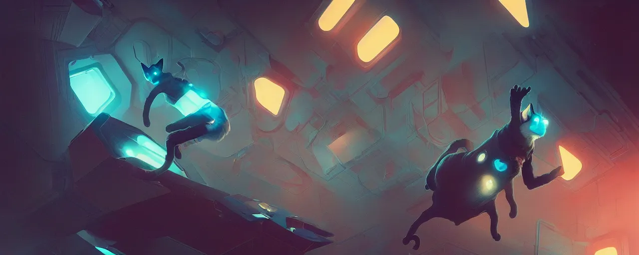 Image similar to duotone noir scifi concept illustration of 3 d mesh of cat inside box zero gravity glowing 3 d mesh quantum portals, glowing eyes, octane render, surreal atmosphere, volumetric lighting. accidental renaissance. by sachin teng and sergey kolesov and ruan jia and heng z. graffiti art, scifi, fantasy, hyper detailed. trending on artstation