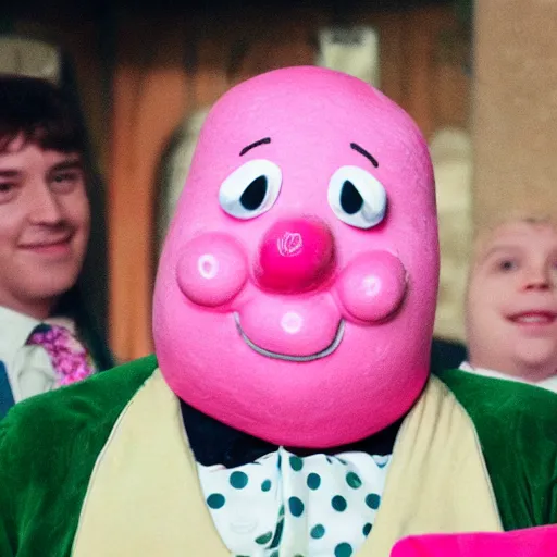 Prompt: mr. blobby rues the day