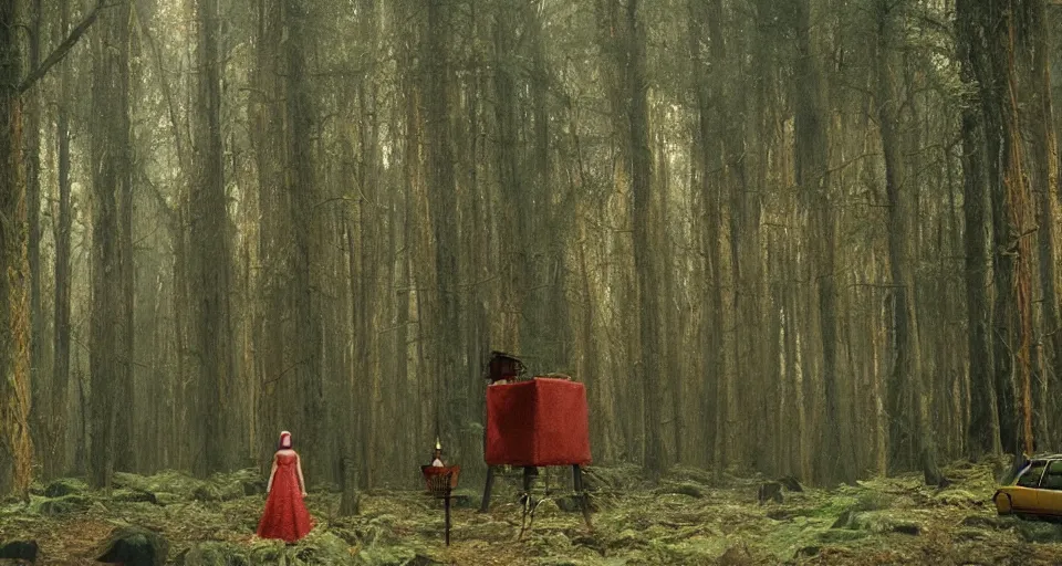 Prompt: Enchanted and magic forest, by Wes Anderson,