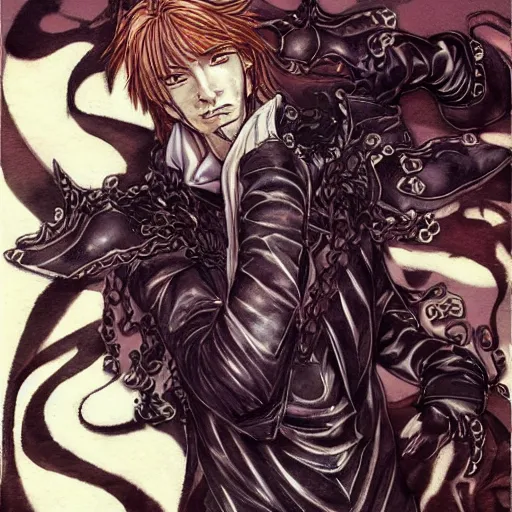 Image similar to Bishonen Mairon in the style of Ayami Kojima