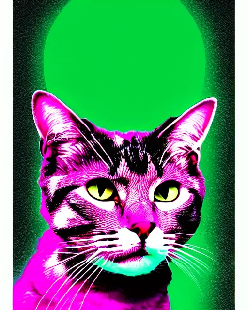 Image similar to portrait of a biodegradable cat, pop art, neo noir, sharp focus, highly detailed, 4 k, 8 0's style