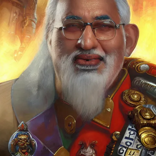 Image similar to Portrait of indian prime minister narendra moodi as the emperor of humanity from warhammer 40k made by stanly artgerm lau, wlop, rossdraws, james jean, andrei riabovitchev ,marc simonetti