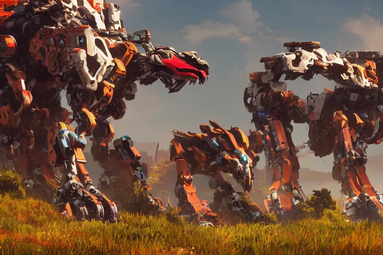 Image similar to stalker machine mecha animal beast robot of horizon forbidden west horizon zero dawn bioluminiscence global illumination ray tracing hdr fanart arstation by sung choi and eric pfeiffer and gabriel garza and casper konefal