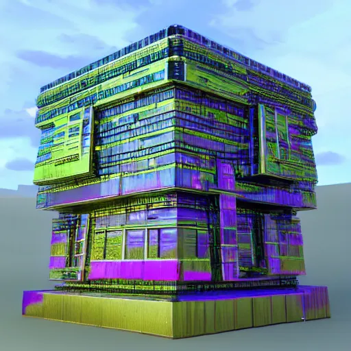 Prompt: bismuth inspired building, 8k ultra realistic, full of color, concept art, hyperrealistic