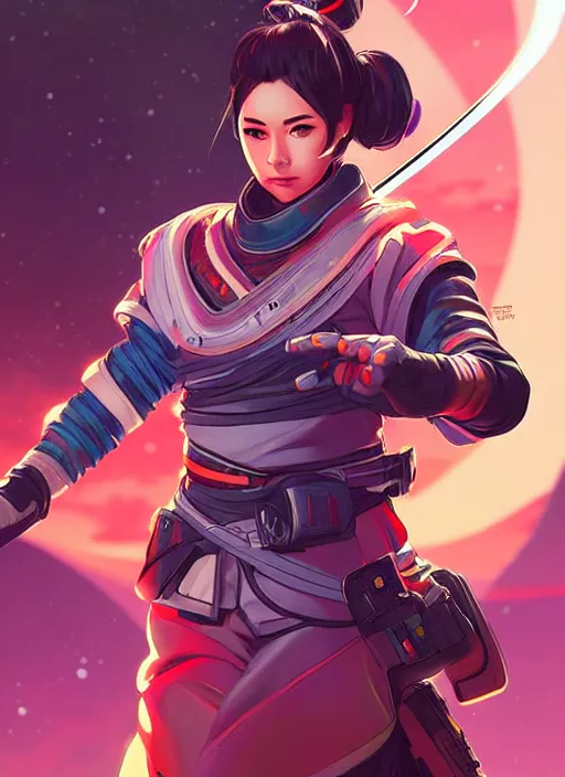 Prompt: Space Samurai in apex legends as an anime character digital illustration portrait design by Ross Tran, artgerm detailed, soft lighting