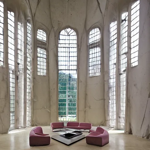 Prompt: giant Italian modern castle living room, clean minimalist design, that is 1300 feet tall, with very tall giant walls, a series of 8 feet tall modern sculptures by John Chamberlain, Ken Kelleher and Tony Cragg, photo by Annie Leibovitz