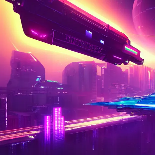 Prompt: synthwave neon city in space, cinematic, highly detailed, photograph, scifi, micro detail, octane render, physically based rendering, insane details, photorealism, fantasy, 8 k, cgsociety