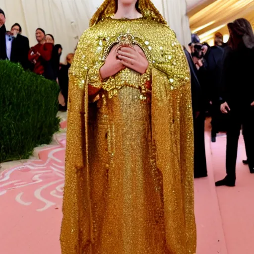 Image similar to photo of the virgin mary at the met gala