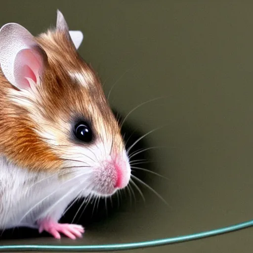 Prompt: hybrid between a hamster and a mouse, close up photo