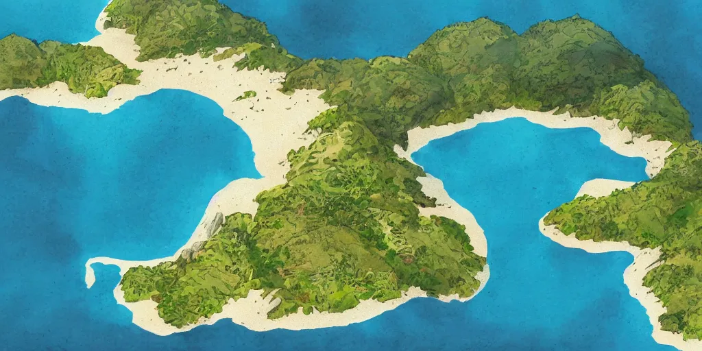 Image similar to stunning landscape of a lost island on a sunny day by brian k. vaughan