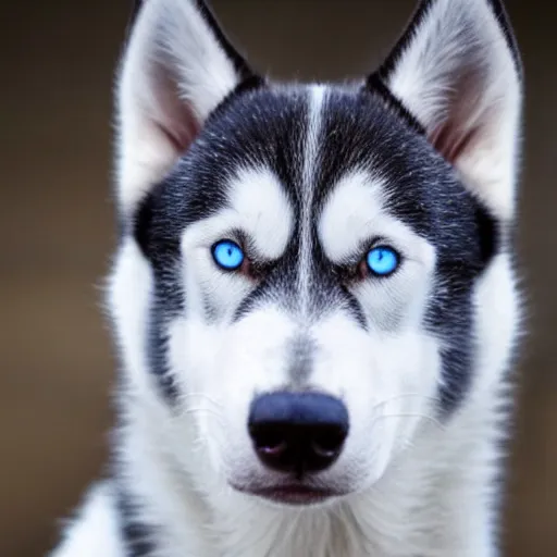 Image similar to a husky with black jacket and blue eyes