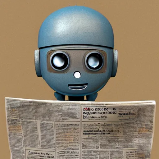 Image similar to A little robot reading the newspaper, artstation, digital art, sci fi, masterpiece, detailed, 3D Model