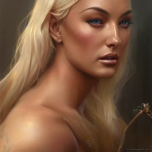 Prompt: portrait painting of lindsey pelas, sari, ultra realistic, concept art, intricate details, eerie, highly detailed, photorealistic, octane render, 8 k, unreal engine. art by artgerm and greg rutkowski and alphonse mucha