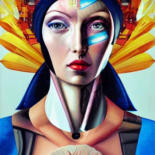 Image similar to portrait of female android, by sandra chevrier, fra angelico and sandro botticelli