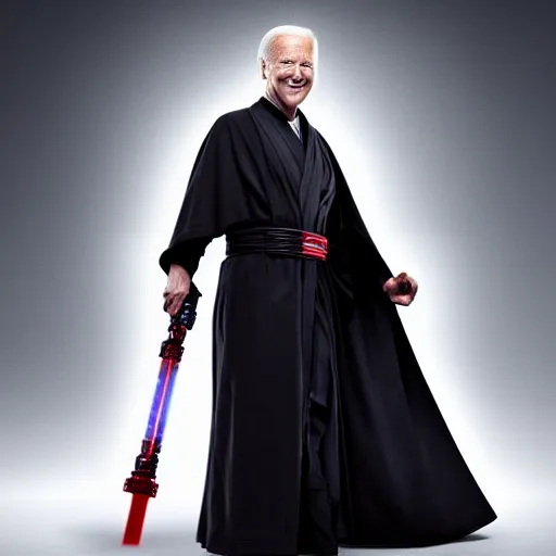 Prompt: Joe Biden as a Sith Lord, dark robe, 4k studio photo