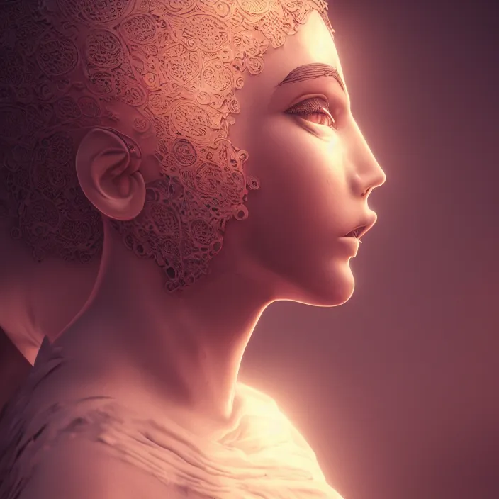 Image similar to a beautiful Cotton Mill Girl, symmetrical, perfect body and face, centered, dramatic angle, ornate, details, smooth, sharp focus, illustration, realistic, cinematic, artstation, award winning, rgb , unreal engine, octane render, cinematic light, macro, depth of field, blur, red light and clouds from the back, highly detailed epic cinematic concept art CG render made in Maya, Blender and Photoshop, octane render, excellent composition, dynamic dramatic cinematic lighting, aesthetic, very inspirational, arthouse by Henri Cartier Bresson