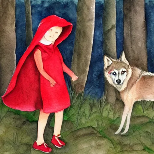 A realistic watercolour painting of Little Red Riding | Stable ...