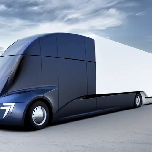 Prompt: A lorry/truck designed and produced by Tesla, promotional photo