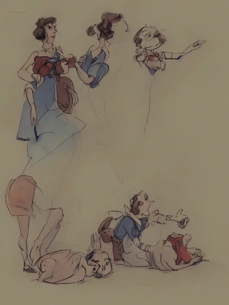 Image similar to flirtation by Disney Concept Artists, blunt borders, rule of thirds