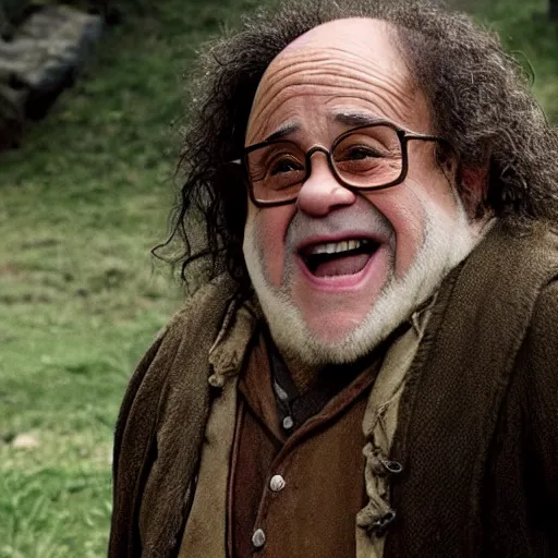 Image similar to movie still of danny devito starring as gimly in the 2 0 2 6 lord of the rings movie, full body