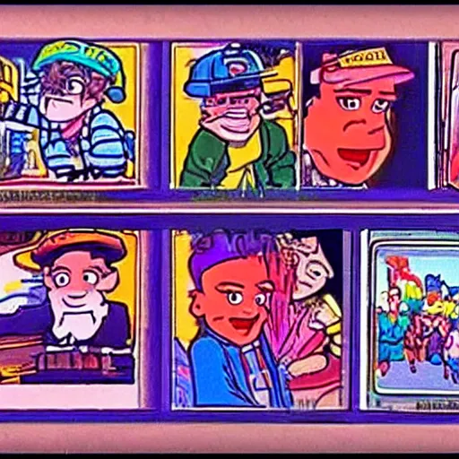 Image similar to grainy nostalgic VHS footage of a cartoon from 1994. TVY7