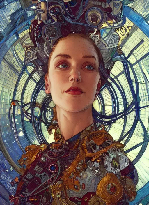 Prompt: portrait of Krys Marshall wearing a space suit, intricate, elegant, highly detailed, centered, digital painting, artstation, concept art, smooth, sharp focus, illustration, art by android jones and donato giancola and alphonse mucha