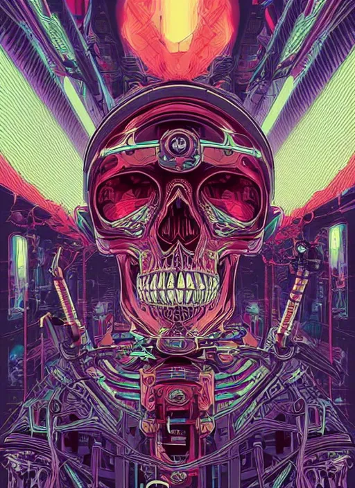 Image similar to a stylish cyborg skull from the future, digital art by Dan Mumford and Peter Mohrbacher, highly detailed, in the style of outrun