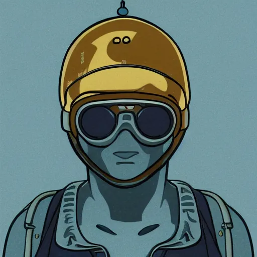 Prompt: Concept Art cyberpunk Invisible man in blue hat and Inuit glass. By Hiromasa Ogura in Gost in the Shell style, Cyan Gold blank light, very detailed, 32K, Golden Ratio