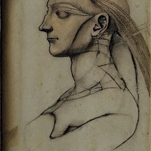 Prompt: sketches of a cyborg female by leonardo davinci