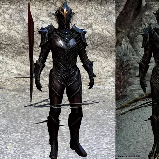 Image similar to daedric armor Tom Cruise vs Barrack Obama ebony warrior Skyrim Mod 4K award winning game of the year 120 HZ refresh rate