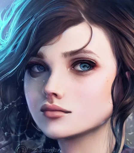 Image similar to beautiful portrait of an insanely gorgeous woman with blue eyes, brown hair and a perfect body, character design by charlie bowater, ross tran, artgerm, and makoto shinkai, detailed, soft lighting, rendered in octane