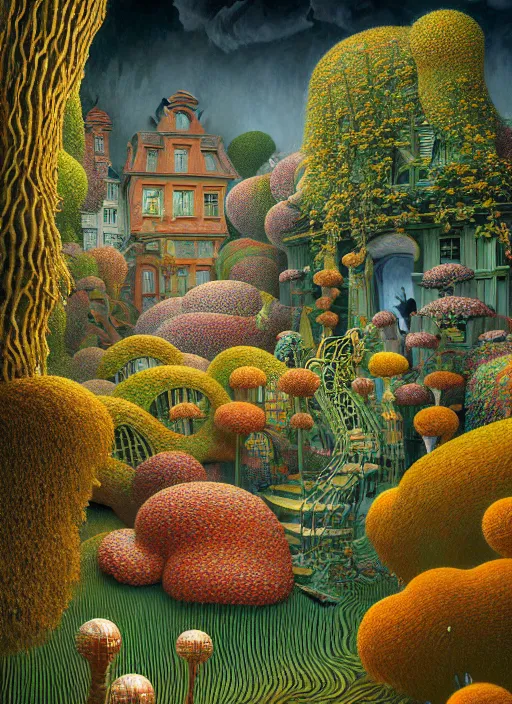 Image similar to hyper detailed 3d render like a Oil painting - the secret garden by Jacek Yerka, Mariusz Lewandowski, Houdini algorithmic generative render, Abstract brush strokes, Masterpiece, Edward Hopper and James Gilleard, Zdzislaw Beksinski, Mark Ryden, Wolfgang Lettl, hints of Yayoi Kasuma, octane render, 8k