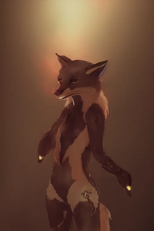 Image similar to a fox fursona, trending on artstation, by kawacy, furry art, digital art, cyberpunk, high quality, backlighting