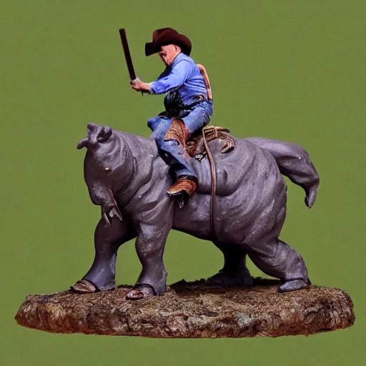 Image similar to a cowboy riding a tardigrade