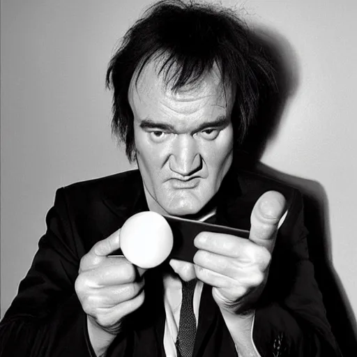 Prompt: quentin tarantino with feet attached to his face