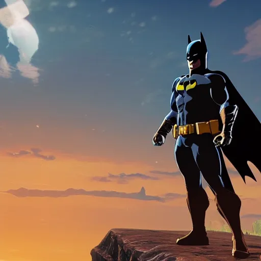 Image similar to Film still of Batman, from The Legend of Zelda: Breath of the Wild (2017 video game)